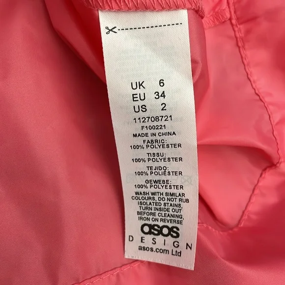 ASOS Pink Cropped Long Sleeve Zip Front Lightweight Windbreaker Hoodie Size 2 - Picture 11 of 14